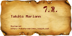 Takáts Mariann névjegykártya